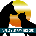 The logo of Valley Stray Rescue featuring two dogs